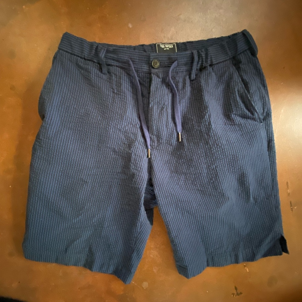 Todd Snyder Dark Blue Textured Shorts